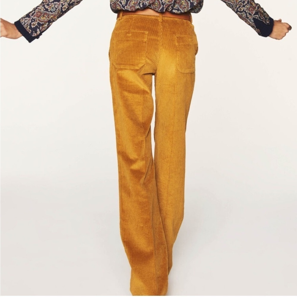 ba&sh Mustard Yellow Corduroy Wide Leg Pants - Picture 2 of 16